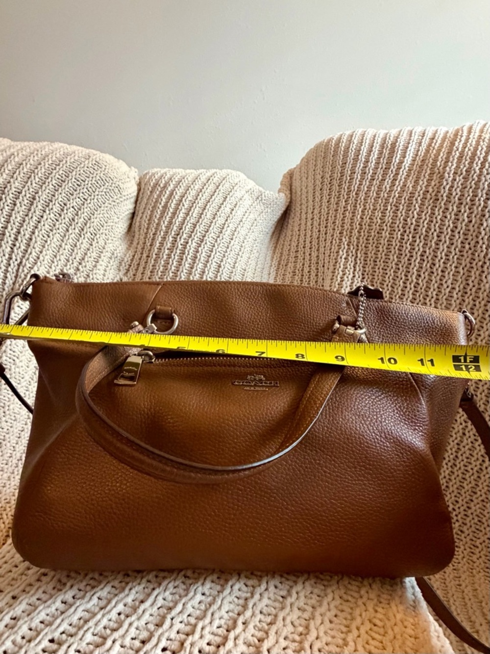 Coach Prairie Satchel Brown Pebbled Leather Crossbody Bag 34340 - Picture 9 of 15